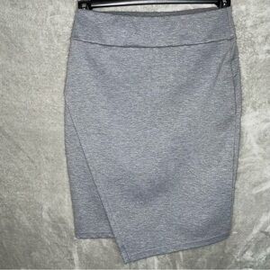 14th & Union Heather Gray Wrap Style Pencil Skirt Asymmetrical Size Small